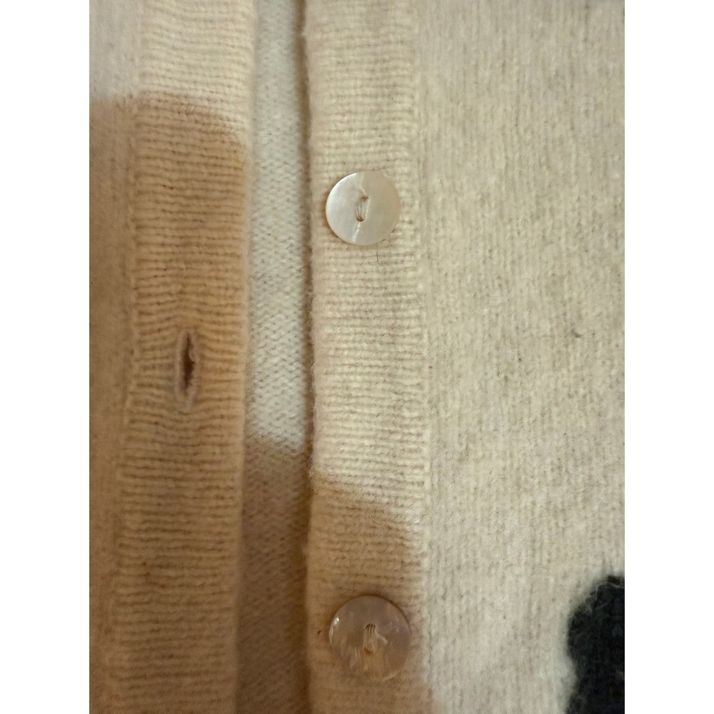Charter Club Womens Cardigan Cream Holly Berry Applique 100 Lambswool M - Picture 6 of 6